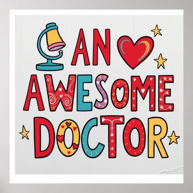 Affiche Un médecin génial. Cadeau de remerciement  (Devant)
