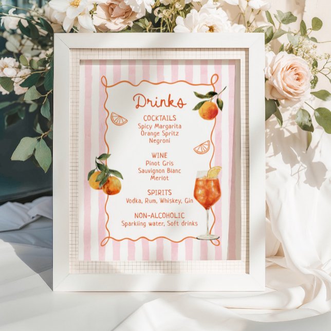 Affiche Un menu de boissons dessinées à la main A Spritz O (Créateur téléchargé)