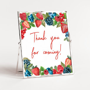 Affiche Un Merci de Baby shower doux Berry pour venir