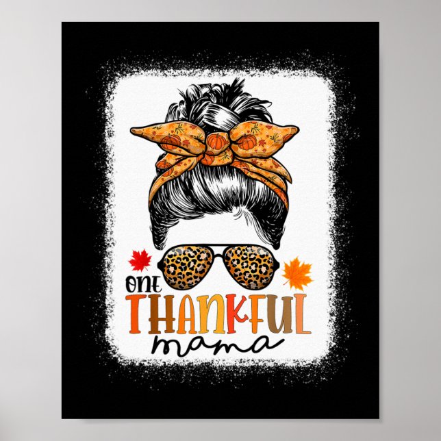 Affiche Un Merci Mama Messy Bun Leopard Maman Automne Merc (Devant)