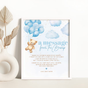 Affiche Un message de l'ours en peluche bleu