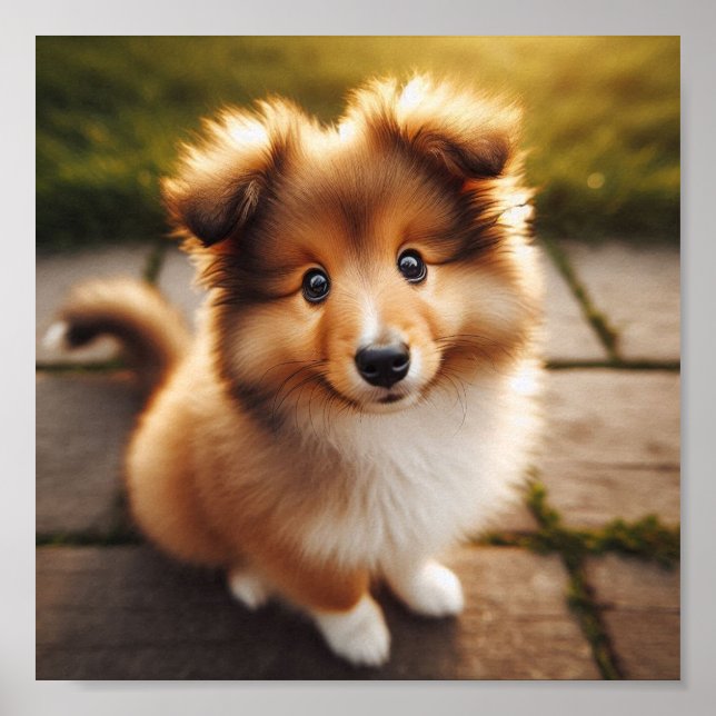 Affiche Un mignon chiot Shetland Sheepdog (Devant)