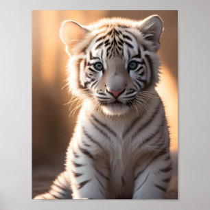 Affiche Un mignon petit tigre blanc