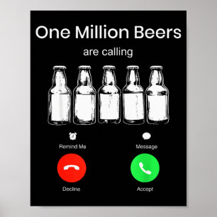 Affiche Un million de bières appellent l'écran du téléphon