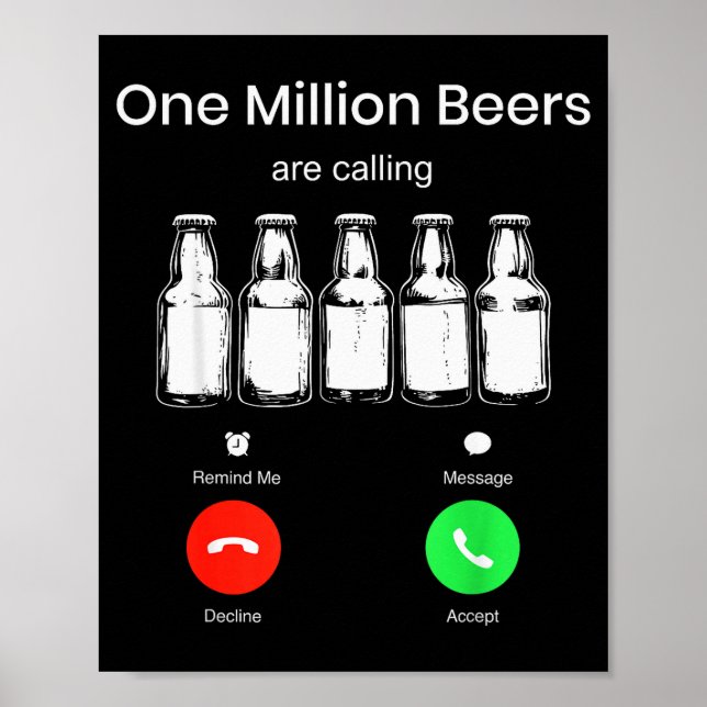 Affiche Un million de bières appellent l'écran du téléphon (Devant)