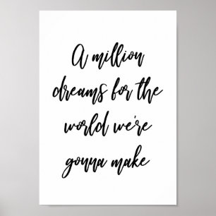 Affiche Un Million Dreams Chanson Lyrique Wall Art Imprime