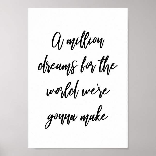 Affiche Un Million Dreams Chanson Lyrique Wall Art Imprime (Devant)