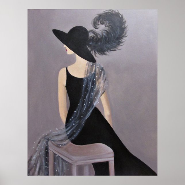 AFFICHE UN MODÈLE DE MODE VINTAGE (Devant)