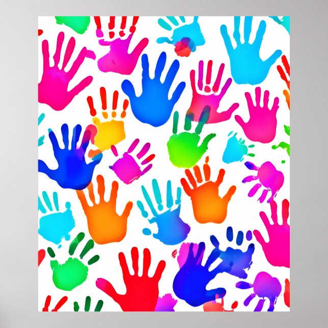 Affiche Un monde de mains en couleur (Devant)