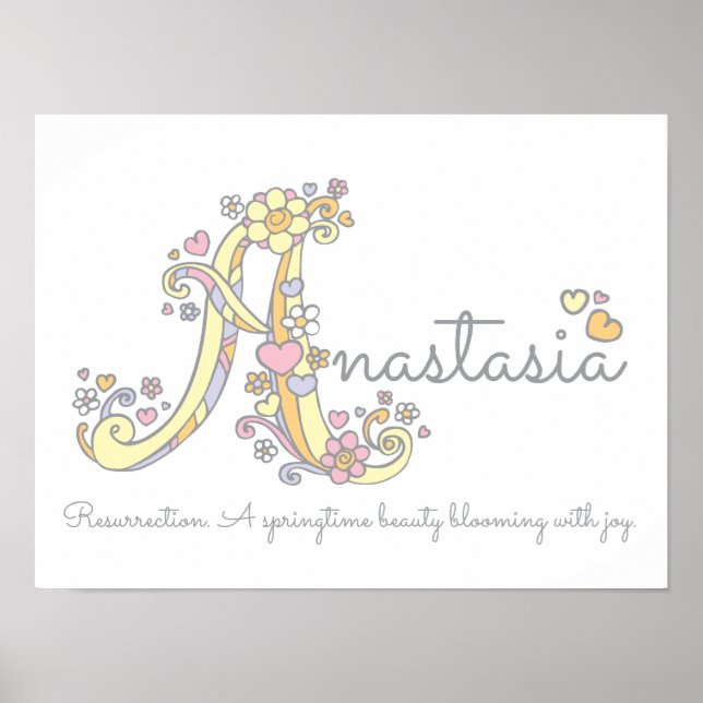 Affiche Un monogramme art Anastasia filles nom signifiant  (Devant)