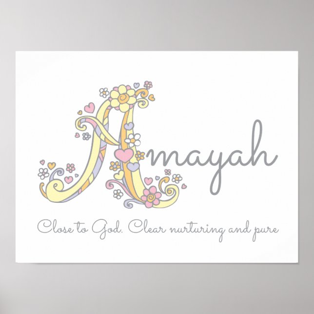 Affiche Un monogramme d'art Les filles Amayah nom signifia (Devant)