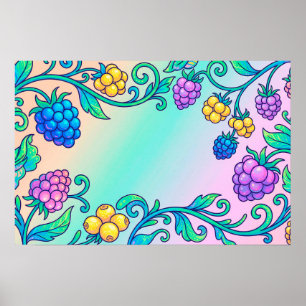 Affiche Un motif de baies psychédéliques vibrant