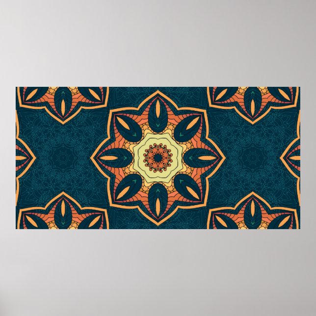 Affiche Un motif sans couture ethnique avec mandala. illus (Devant)