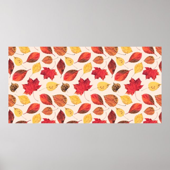 Affiche Un motif sans faille créé à partir de feuilles rée (Devant)