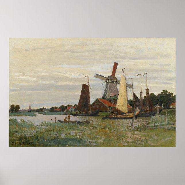 Affiche Un Moulin À Zandam - Claude Monet - 1871 (Devant)