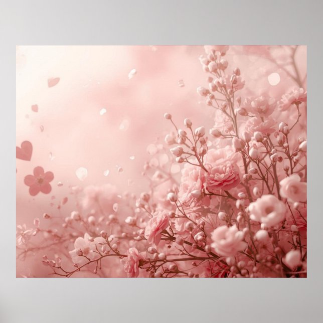 Affiche Un Mur Esthétique de la Saint-Valentin Rose (Devant)