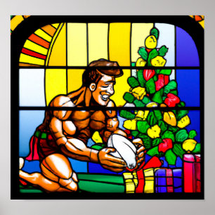 Affiche Un Noël de rugby - Rugby Peinture Imprimer