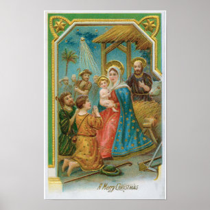 Affiche Un Noël vintage Madonna et Enfant