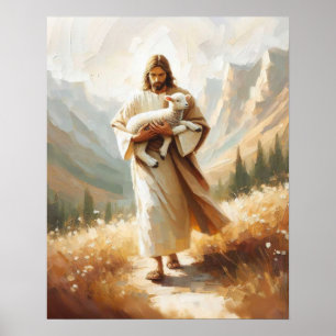 Affiche Un nouveau début, laissez l'art 99, Jésus et l'agn