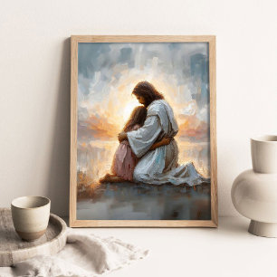 Affiche Un nouveau jour, Art chrétien, Jésus avec une fill