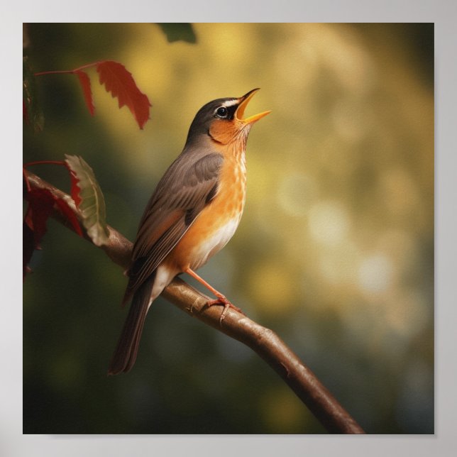 Affiche Un oiseau qui chante le matin (Devant)