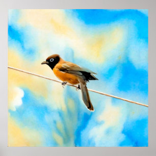 Affiche Un oiseau solitaire et coloré