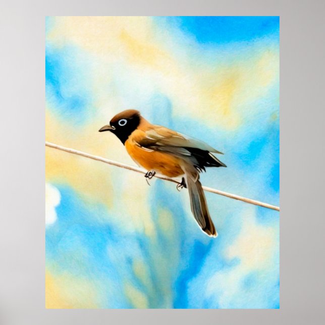 Affiche Un oiseau solitaire et coloré (Devant)