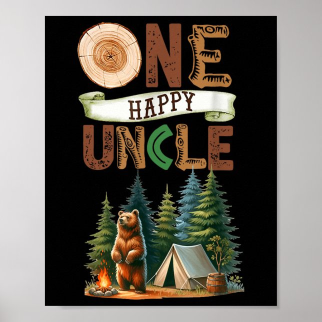 Affiche Un Oncle Heureux Campeur Premier Anniversaire Camp (Devant)
