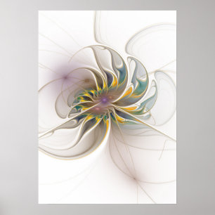 Affiche Un ornement fractal coloré. Art floral abstrait