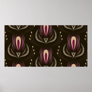Affiche Un ornement graphique motif sans couture. Style fl