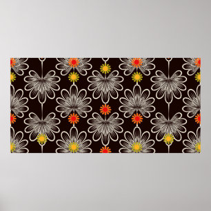 Affiche Un ornement graphique motif sans couture. Style fl