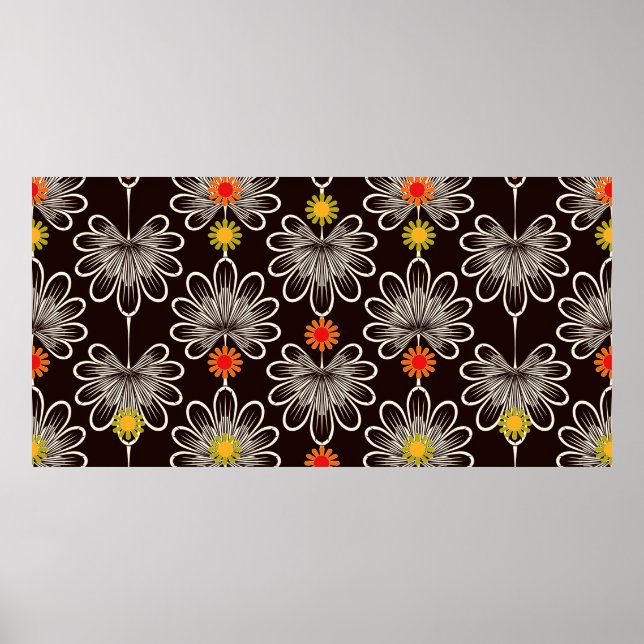Affiche Un ornement graphique motif sans couture. Style fl (Devant)