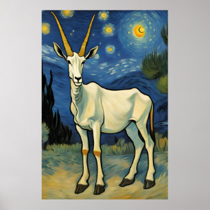 Affiche un Oryx dans une nuit étoilée