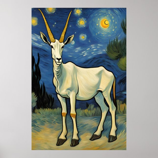 Affiche un Oryx dans une nuit étoilée (Devant)