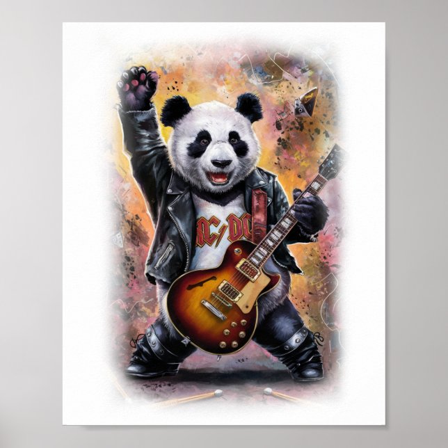 Affiche Un Panda Rocker sur scène sur un blanc (Devant)