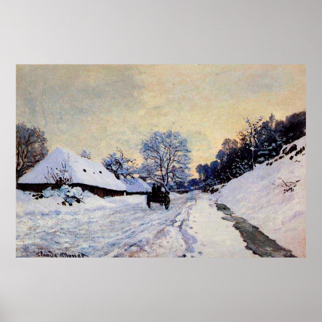 Affiche Un panier sur la route couverte de neige (Devant)