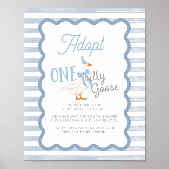 Affiche Un panneau de fête « Une oie idiote adopte un anim (Devant)