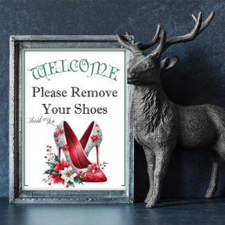Affiche Un panneau de Noël pour enlever les chaussures