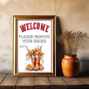 Affiche Un panneau de retrait des chaussures sur le thème 