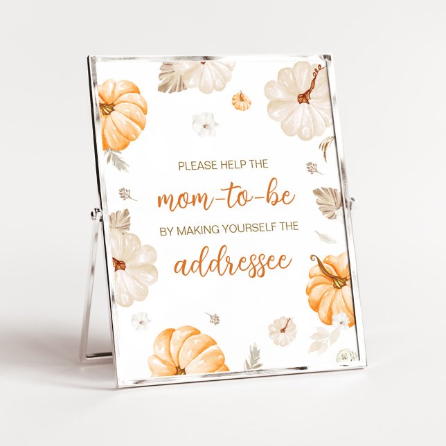 Affiche Un panneau de station d'enveloppe de petite citrou (Orange Pumpkin Fall Baby Shower Envelope Station Sign)