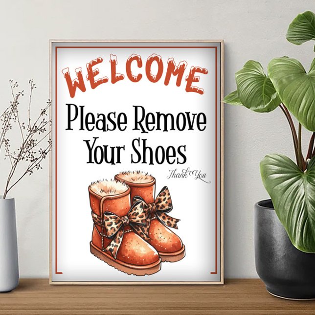Affiche Un panneau d'hiver prière d'enlever les chaussures (Créateur téléchargé)