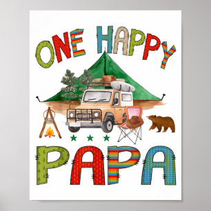 Affiche Un Papa campeur heureux garçon 1er anniversaire Ca