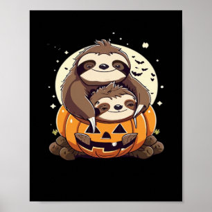 Affiche Un paresseux drôle célébrant Halloween T-Shirt Ess