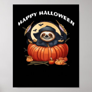 Affiche Un paresseux drôle célébrant Halloween T-Shirt Ess