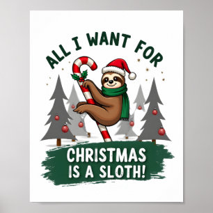 Affiche Un paresseux pour Noël. Mignon, paresseux de Noël