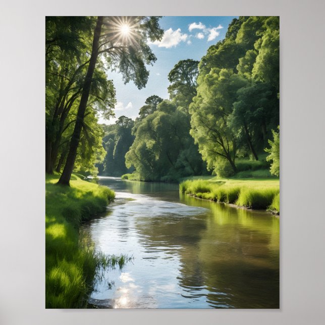 Affiche Un paysage de rivière serein (Devant)