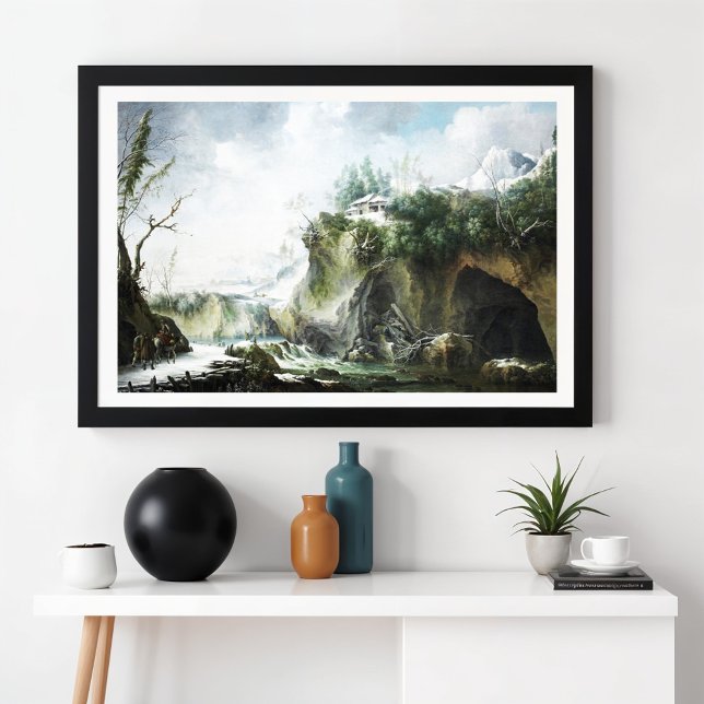 Affiche Un paysage fluvial en hiver, Francesco Foschi (Créateur téléchargé)