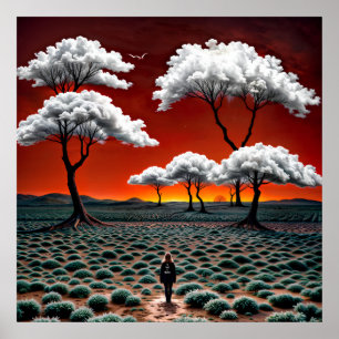 Affiche Un paysage rêvé de nuages et de solitude