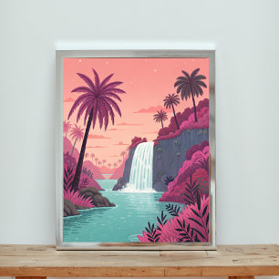 Affiche Un paysage serein avec des palmiers luxuriants