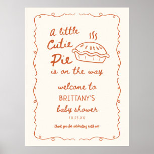Affiche Un Petit Baby shower À Tarte Cutie Bienvenue